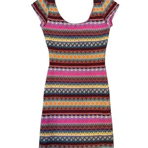 Colorful Geometric Patterned embroidered Mini Dress